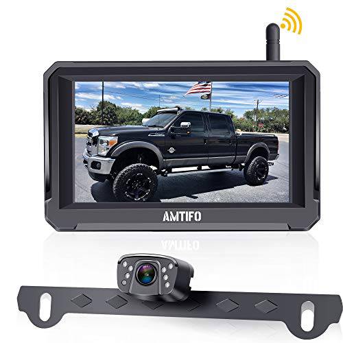 AMTIFO HD 1080P 디지털 무선 후방카메라 5’’ 모니터 트럭, 자동차, Campers, 밴, 관측 시스템 안정된 신호, IP69 방수, 슈퍼 나이트 비전, 가이드 Lines on/ Off - A6