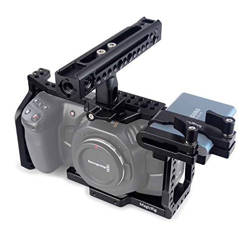 MAGICRIG BMPCC 4K& 6K 케이지 Blackmagic 디자인 포켓 시네마 카메라 4K& 6K 회전 나토 손잡이, T5 SSD 마운트