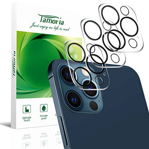[3 팩] Tamoria  카메라 렌즈 보호 필름 호환가능한 아이폰 12 프로 맥스 6.7 인치 Silk-Edge on 카메라 엣지 링 투명 9H 강화유리 Anti-Scratch Anti-Fingerprint Non-Bubble Already 최신 2020 아이폰 6.7 인치