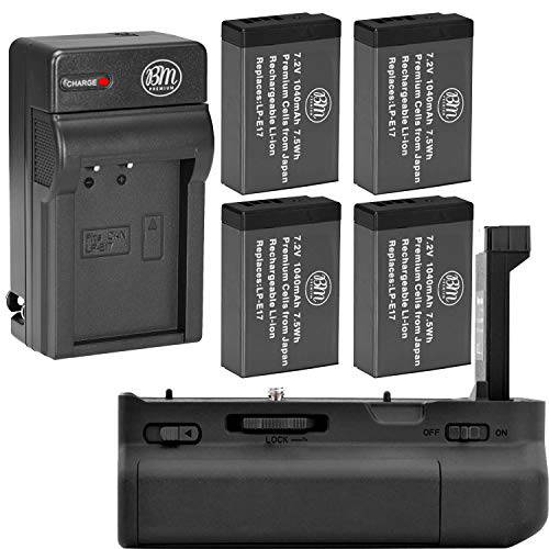배터리 그립 키트 캐논 EOS RP 디지털 카메라 - 포함 BG-C18 배터리 그립 교체용+ Qty 4 BM Premium LP-E17 배터리+  배터리 충전기