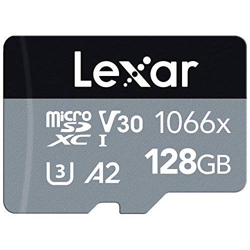 Lexar  프로페셔널 1066x 128GB microSDXC UHS-I 카드 w/ SD 어댑터 실버 Series, Up to 160MB/ s Read (LMS1066128G-BNANU)