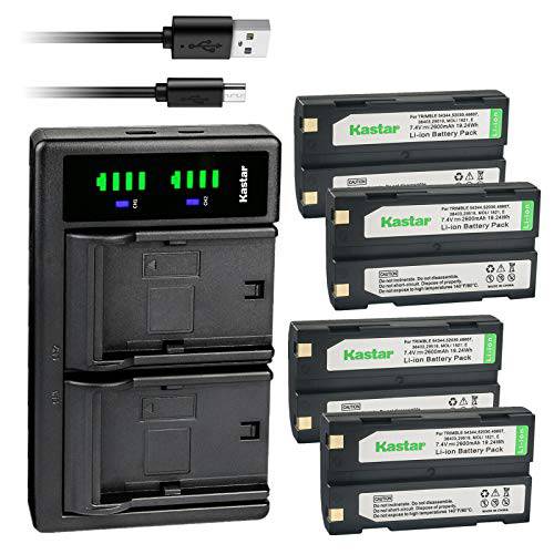 Kastar 4-Pack Ei-D-Li1 배터리 and LTD2 USB 충전기 교체용 Trimble 29518, 46607, 52030, 54344, 38403, 5700, 5800, 92600, R4, R6, R7, R8, R8 GPS, R8 GNSS, MT1000