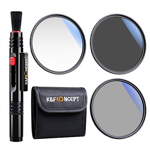 K&F Concept 77MM 프로페셔널 사진촬영용 글래스 필터 Kit(MCUV, CPL, Netural 농도 ND4) 클리닝 펜 and 3-Filter 파우치 카메라 렌즈