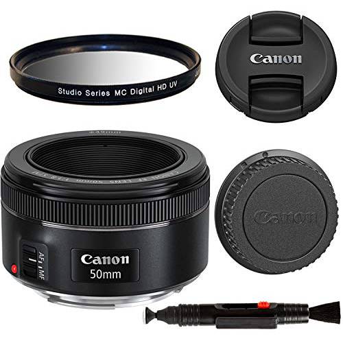 캐논 EF 50mm F/ 1.8 STM: 렌즈 글래스 UV 필터, 전면 and 후방렌즈 캡, and 디럭스 클리닝 펜, 렌즈 악세사리 스타터 번들,묶음