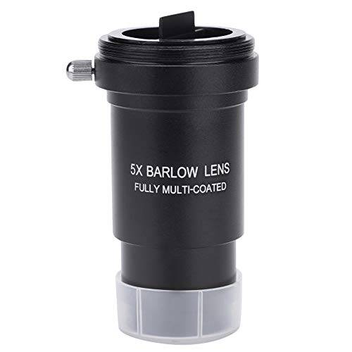 Barlow 렌즈, 1.25 인치 5X Barlow 렌즈 M42 0.75 스레드 t 어댑터, Multi-Coated 광학 렌즈 31.7mm 망원경 접안렌즈/ 별관찰
