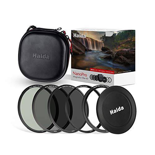 Haida HD4670-82 77mm/ 82mm 자석 필터 세트 MC 광학 글래스 포함 어댑터, ND64, ND1000, CPL, 자석 렌즈 캡, 남생이 케이스, 77mm to 82mm 스텝 링