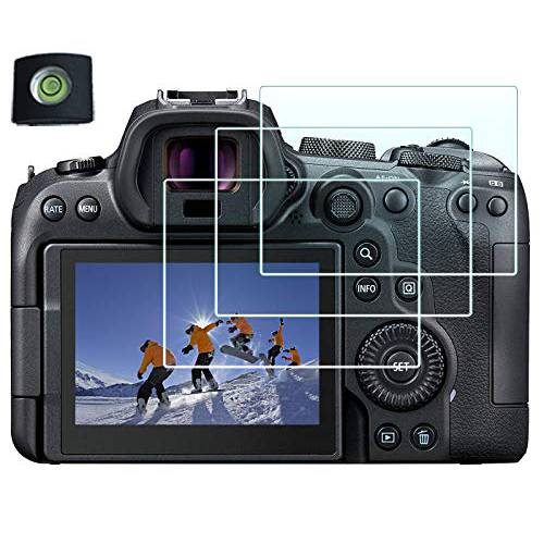 EOS R6 화면보호필름, 액정보호필름 캐논 EOS R6 카메라  핫슈 커버 강화유리 필름 0.3mm 하이 해상도 9H 강도 [3 팩]