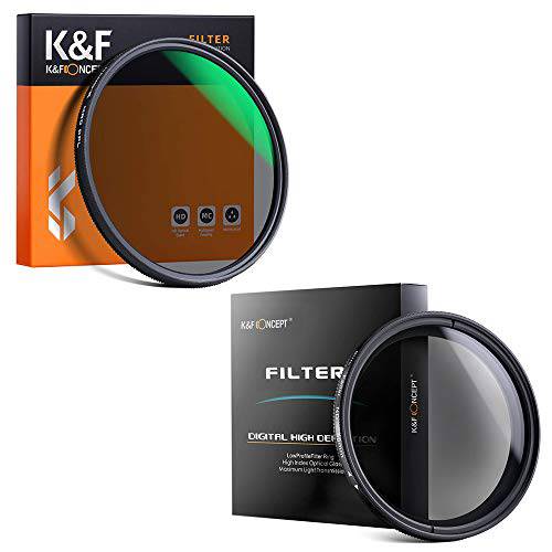 K& F Concept 77mm 울트라 슬림 ND2-ND400 페이더 가변 중성 농도 조절가능 렌즈 필터& K& F Concept 77MM 원형 편광 필터 HD 18 레이어 슈퍼 슬림 멀티 Coa