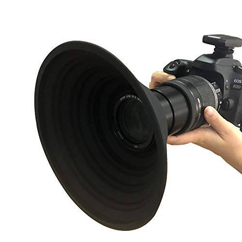 Ultimate 렌즈 후드 실리콘 콘 블랙 That Extends Over Any 렌즈 차단 Unnecessary 글레어 and 방사 렌즈 쉴드 카메라 폰 Use(Medium 사이즈) (Large-Inside 직경: 60 mm)