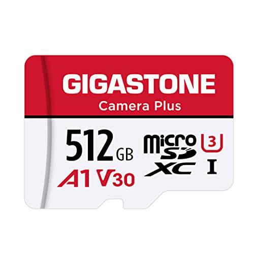 Gigastone 512GB 마이크로 SD 카드, 카메라 플러스, 고프로, 액션 카메라, 스포츠 카메라, A1 Run 어플 스마트폰, Nintendo-Switch 호환가능한, 100MB/ S, 4K 비디오 레코딩, 마이크로 SDXC UHS-I A1 U3 Class 10