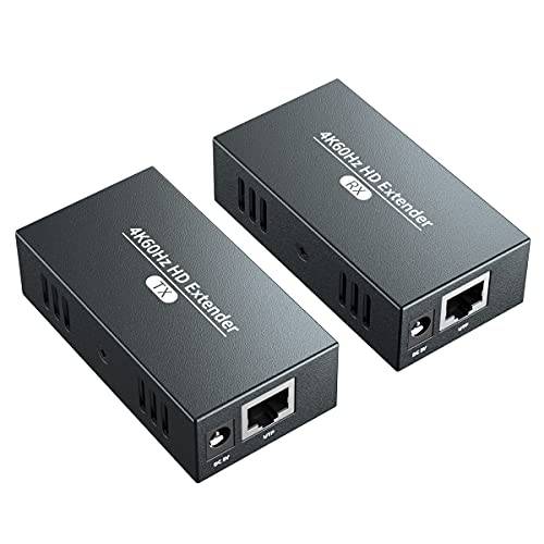 PWAYTEK 4K HDMI 확장기, 울트라 HD 4K@60Hz Over Cat5e/ 6 Up to 50m, Extended 오디오 and 비디오, 지원 루프 Out, HDR, HDCP 2.2/ 1.4 YUV 444