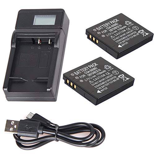 배터리 2 팩 and LCD USB 여행용 충전기 파나소닉 SDR-S15, SDR-S26, SDR-SW20, SDR-SW21, SDR-SW28 캠코더