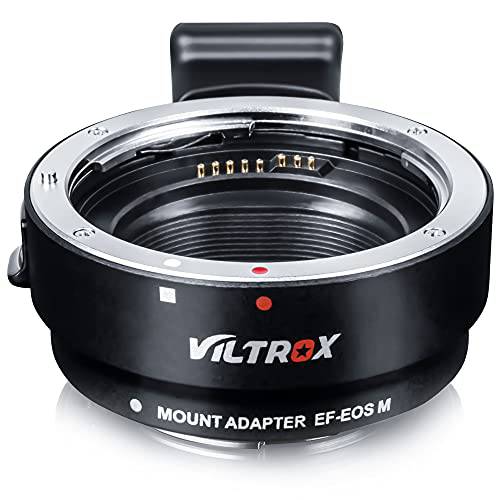 VILTROX EF-EOS M 렌즈 마운트 오토 포커스 어댑터, 호환가능한 캐논 EF/ EF-S 렌즈 to 캐논 EOS M (EF-M 마운트) 미러리스 카메라 바디 EOS M100 M50 M3 M10 M6 M5