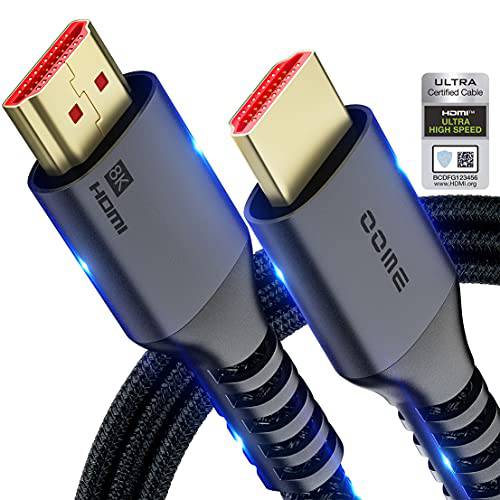 HDMI Cable【2Pack】6ft/ 2M, 울트라 High-Speed 48Gbps Braided 나일론 8K HDMI 인증된 2.1 케이블, 8K@60Hz/ 4K@120Hz, TX 3090 eARC HDR10 4:4:4 HDCP 2.2& 2.3 Dolby 엑스박스 시리즈 X, Blu-ray, PC, PS5, & MO