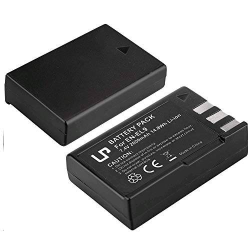 EN-EL9 EN EL9a 배터리 팩, LP 2-Pack 충전식 Li-Ion 배터리 세트, 교체용 배터리 호환가능한 니콘 D40, D40X, D60, D3000, D5000 카메라