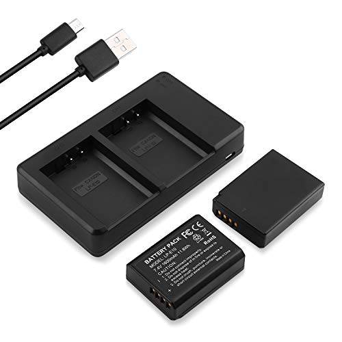 LP-E10 Powerextra 교체용 배터리 2 팩 and 고속 듀얼 USB 충전기 호환가능한 캐논 EOS Rebel T7, T6, T5, T3, T100, 3000D, 2000D, 1300D, 1200D, 1100D, Kiss X50, X70 카메라& More