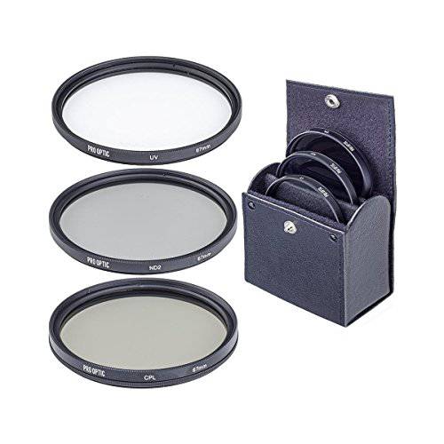 ProOptic 67mm 디지털 에센셜 필터 키트,  자외선 (UV), 원형 편광 and 중성 농도 2 (ND2) 필터, 파우치