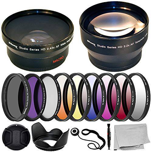 Ultimaxx 55MM Complete 렌즈 필터 악세사리 키트 55MM 2.2X Telephoto.43x 와이드 앵글/ 매크로 렌즈, and More Designed 니콘 D3400 D3500 D5500 D5600 카메라 니콘 AF-P DX 18-55mm 렌즈