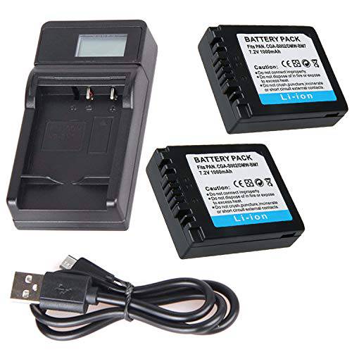 배터리 2 팩 and LCD USB 여행용 충전기 파나소닉 루믹스 DMC-FZ1, DMC-FZ2, DMC-FZ3, DMC-FZ4, DMC-FZ5 디지털 카메라