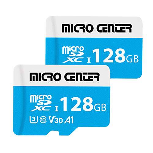 마이크로 센터 128GB microSDXC 카드 2 팩, Nintendo-Switch 호환가능한 플래시 메모리 카드, UHS-I C10 U3 V30 4K UHD 비디오 A1 R/ W 스피드 up to 90/ 60 MB/ s 마이크로 SD 카드 어댑터포함 (128GB x 2)