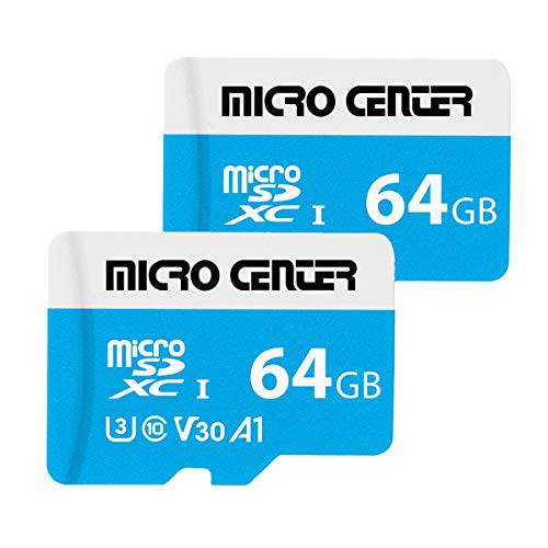 마이크로 센터 64GB microSDXC 카드 2 팩, Nintendo-Switch 호환가능한 마이크로 SD 카드, UHS-I C10 U3 V30 4K UHD 비디오 A1 R/ W 스피드 up to 95/ 30 MB/ s 플래시 메모리 카드 어댑터포함 (64GB x 2)