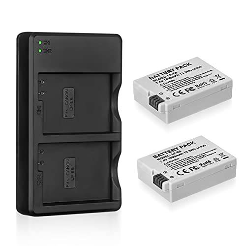 Powerextra 2 팩 교체용 LP-E8 배터리&  듀얼 USB 충전기 호환가능한 캐논 EOS Rebel T5i, T4i, T3i, T2i, EOS 550D, 600D, 650D, 700D, Kiss X5, X4, X6i, X7i 카메라