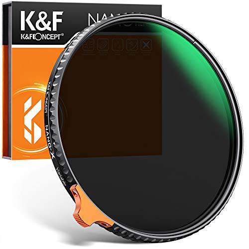 K& F Concept 82mm 가변 ND 필터 ND2-ND400 (9 정지) 퍼터 HD 32 Multi-Layer 코팅 Janpanese 광학 글래스 조절가능 중성 농도 필터 카메라 렌즈 (Nano-X II)