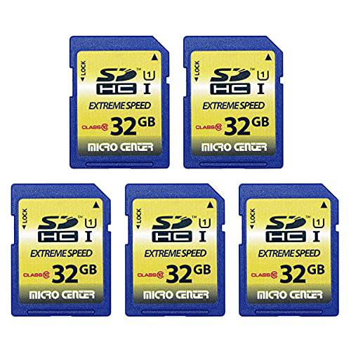 32GB Class 10 SDHC 플래시 메모리 카드 풀 사이즈 SD 카드 USH-I U1 트레일 카메라 메모리 카드 by 마이크로 센터 (5 팩)