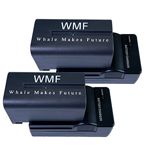 WMF 고래 만든다 퓨처 2 팩 NP-F750 배터리 and 충전기 소니 NP-F550, NP-F750, NP-F770, NP-F975, NP-F960, NP-F950, NP-F930, DCR, DSR, HDR, FDR, HVR, HVL, LED 라이트, 전동 카메라 슬라이드식