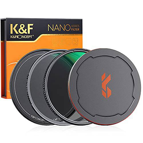 K& F Concept 67mm Nano-X 원형 Polarizers 필터& MC UV 프로텍트 필터 키트 (2 Pcs) up&  다운 렌즈 캡, Multi-Layer 코팅 HD 원형 편광판 (CPL) UV 필터 세트 카메라 렌즈