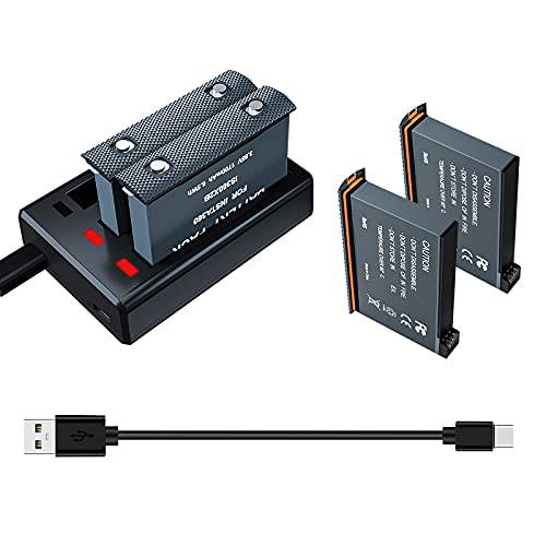 Adaptom Insta360 원 X2 배터리 (2-Pack) and 트리플 USB 퀵 충전기 베이스 번들,묶음 호환가능한 Insta 360 Original 배터리 and 충전기 악세사리 (배터리 Not 방수)
