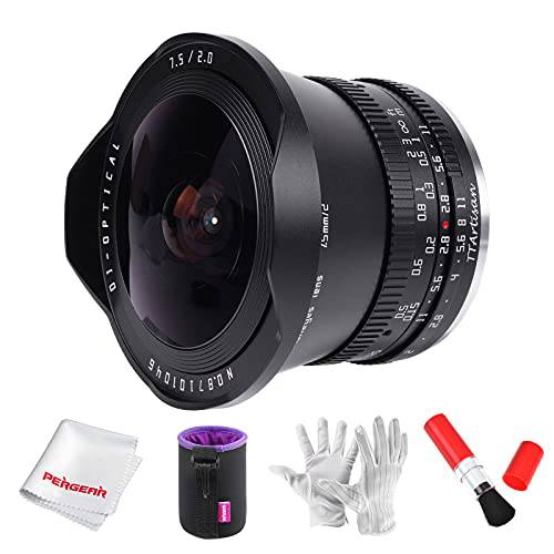 TTartisan 7.5mm F2.0 어안 렌즈, Creative 렌즈 캡 and ND1000 필터, 호환가능한 소니 E-Mount 카메라 NEX-5N NEX-7 NEX-3N NEX-5T a6000 a3500 a5100 a6300 a6500