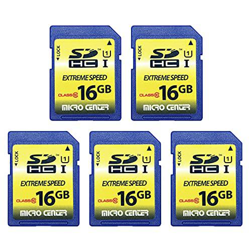 16GB Class 10 SDHC 플래시 메모리 카드 풀 사이즈 SD 카드 USH-I U1 트레일 카메라 메모리 카드 by 마이크로 센터 (5 팩)