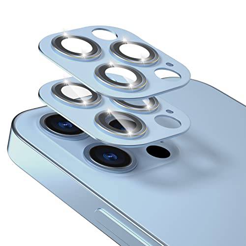 [2 팩] 카메라 렌즈 보호 호환가능한 아이폰 13 프로 맥스 6.7 and 아이폰 13 프로 6.1, 울트라 HD 플렉시글라스 카메라 보호 8H 강도, 합금 프레임, 스크레치 방지, 간편 설치