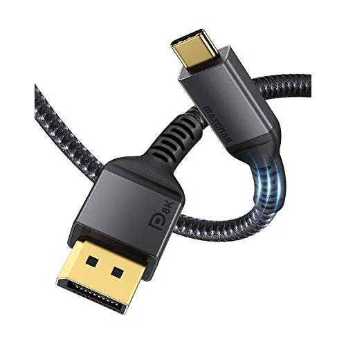 USB C to DisplayPort,DP, Maxonar 8K 60Hz Type-C to DP 케이블 4FT/ 1.2M (4K 60Hz 144Hz 120Hz 2K 240Hz) 32.4Gbps 1.4 HBR3 Alt 모드 비디오 어댑터 맥북 프로/ 아이패드 프로, XPS 15 and More