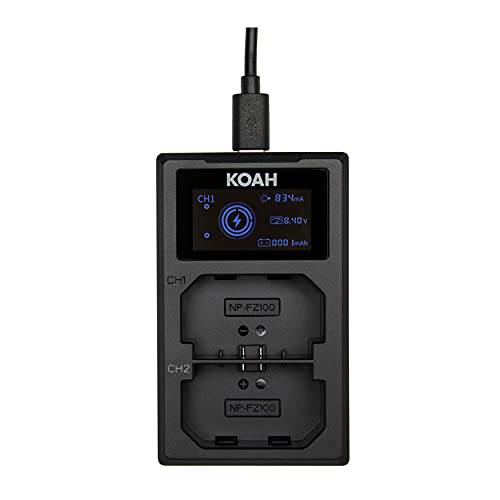 Koah 듀얼 USB-C 충전기 LCD 디스플레이 소니 NP-FZ100 배터리