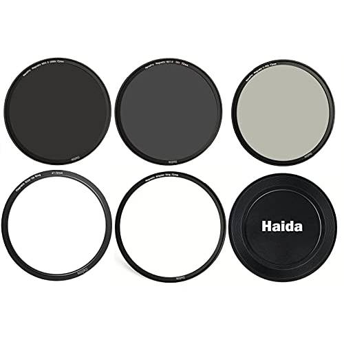 Haida HD4670-72 67mm/ 72mm 자석 필터 세트 MC 광학 글래스 포함 어댑터, ND64, ND1000, CPL, 자석 렌즈 캡, 남생이 케이스, 67mm to 72mm 스텝 링