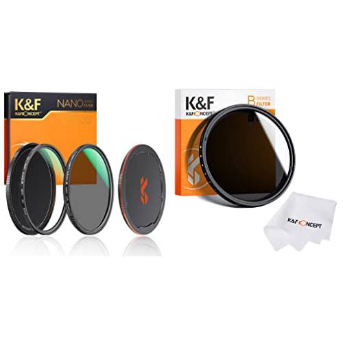 K& F Concept 67mm ND/ UV/ CPL 필터 키트 (3 Pcs) 가변 ND 렌즈 필터/ 원형 편광/ UV 프로텍트 필터 키트 카메라 렌즈
