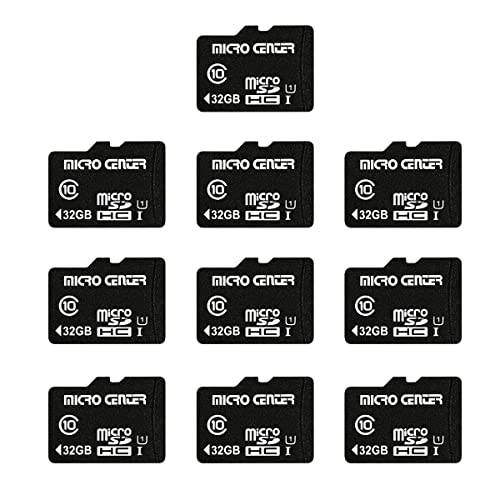 마이크로 센터 32GB Class 10 마이크로 SDHC 플래시 메모리 카드 10 팩 어댑터포함 휴대용 디바이스 스토리지 폰, 태블릿, 태블릿PC,  드론&  풀 HD 비디오 레코딩 - 80MB/ s UHS-I, C10, U1 (10 팩)