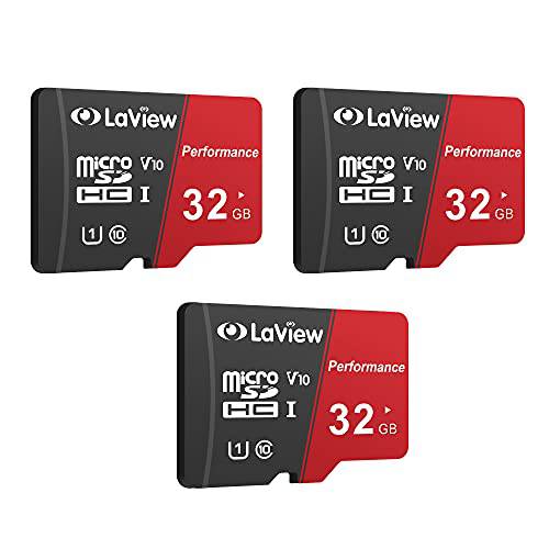 LaView 32GB 마이크로 SD 카드 3 팩, 마이크로 SDXC UHS-I 메모리 카드  95MB/ S, 633X, U1, C10, 풀 HD 비디오 V10, A1, FAT32,  고속 플래시 TF 카드 P500 컴퓨터 어댑터/ 폰/ 태블릿, 태블릿PC/ PC