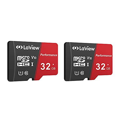 LaView 32GB 마이크로 SD 카드 2 팩, 마이크로 SDXC UHS-I 메모리 카드  95MB/ S, 633X, U1, C10, 풀 HD 비디오 V10, A1, FAT32,  고속 플래시 TF 카드 P500 컴퓨터 어댑터/ 폰/ 태블릿, 태블릿PC/ PC