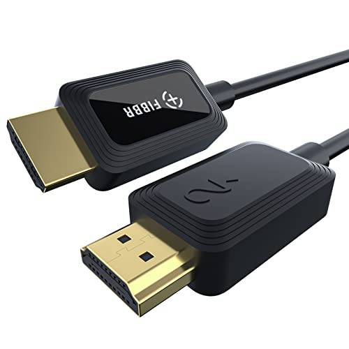 8K HDMI 케이블 50FT/ 15M, FIBBR 48Gbps 고속 HDMI 2.1 케이블 8K@60Hz, 4K@120Hz/ 144Hz eARC HDR HDCP 2.2& 2.3, 슬림 파이버 Optic 케이블 호환가능한 HDTV/ PS5/ Blu-ray