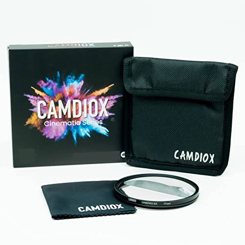 Camdiox Cinepro EX 스플릿 디옵터 광학 글래스 프리즘 필터 - 시네마틱 스페셜 이펙트 하프 Blurring 회전가능 링 DSLR 미러리스 비디오 카메라 (77mm)