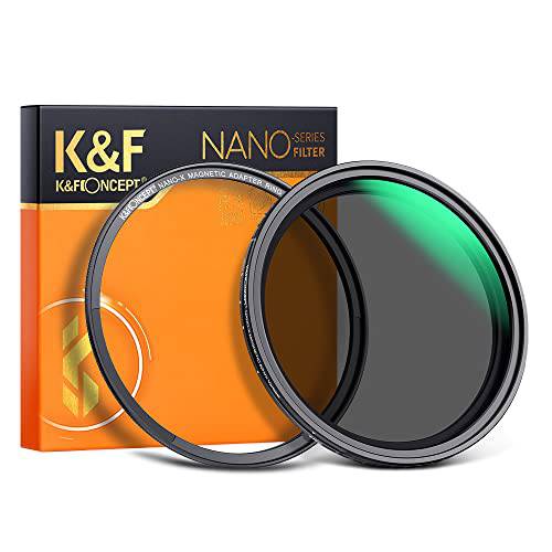 K& F Concept 52mm 자석 가변 ND 필터 ND2-ND32 (1-5 정지)+  자석 필터 어댑터 링 필터 키트, No X 크로스 조절가능 중성 농도 필터 28 Multi-Layer 코팅 방수