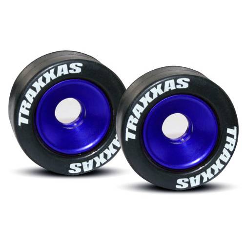 Traxxas 5186A 러버 Tires 마운트 on Blue-Anodized 알루미늄 Wheelie 바 휠 (pair)