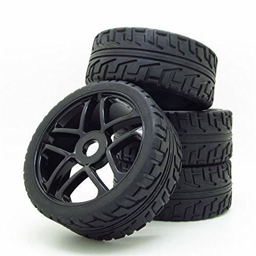 휠 Rim 러버 Tires RC 1:8 Off-Road 타이어 17mm 육각형 관절 Pack of 4 Black