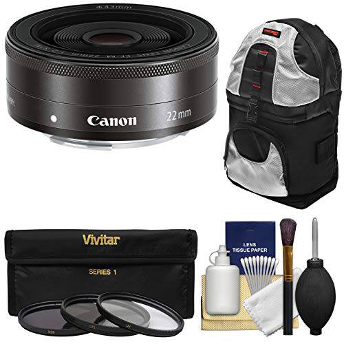 Canon EF-M 22mm f/ 2 STM 팬케이크 렌즈 (Black) with 3 UV/ CPL/ ND8 커피원두가루필터+  배낭+  키트