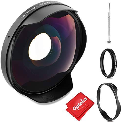 Opteka 티타늄 Series 0.3X HD 울트라 와이드 어안 렌즈 for Canon, 소니 캠코더 with 58mm 스레드
