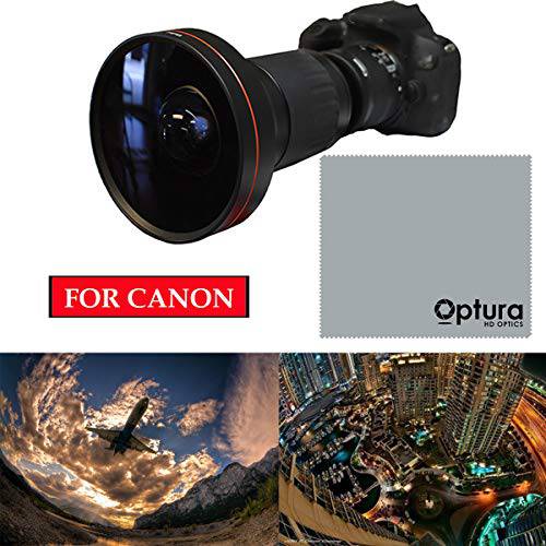 230° X21 와이드 앵글 어안 렌즈 for 캐논 EOS Rebel SL1 1300D T6 T5 6D 60D 80D+ OPTURA HD 미니 파이버 Cloth