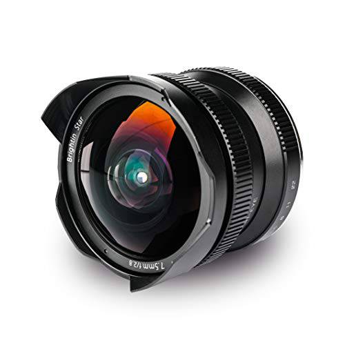 Brightin 스타 7.5mm F2.8 APS-C 초광각, 울트라와이드 앵글 어안 렌즈 for 캐논 EF-Mount 미러리스 카메라 M M2 M3 M5 M6 M10 M100 M50